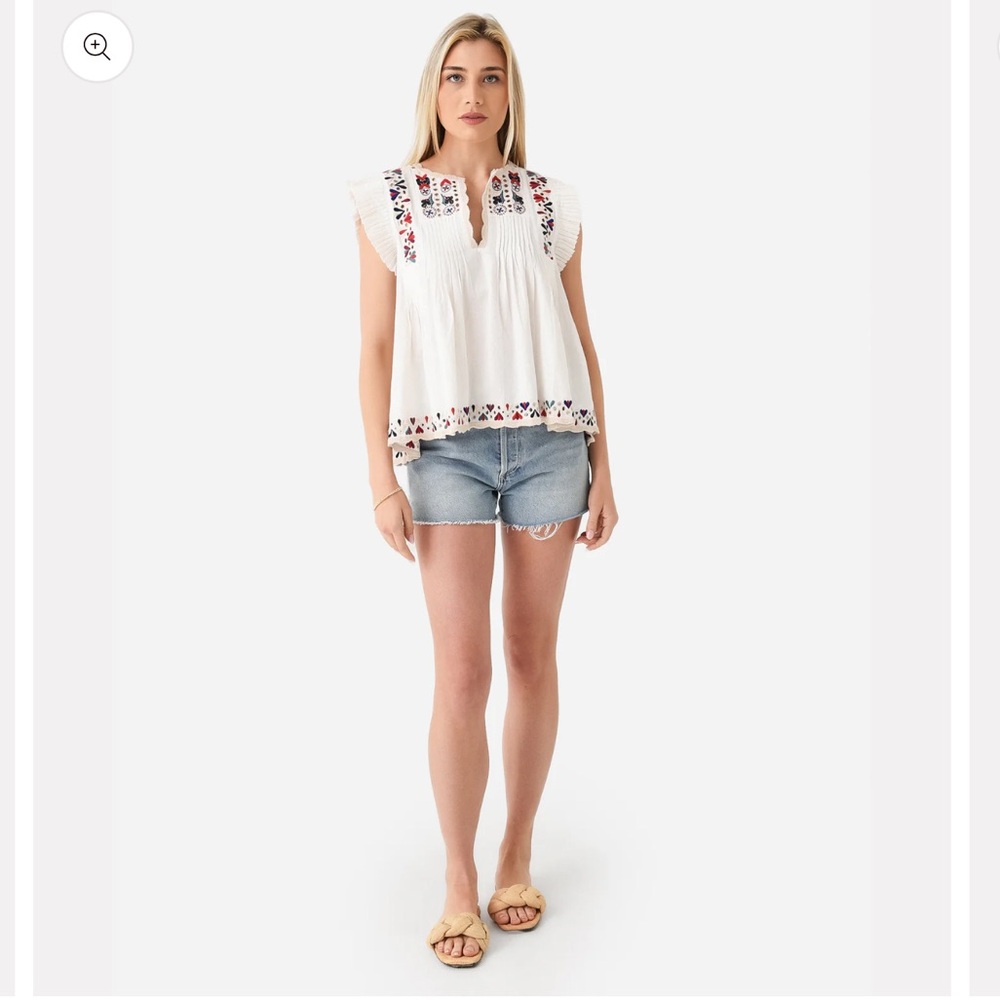 SEA Alicia White Blouse with Multicolor Embroidery - Picture 5 of 10